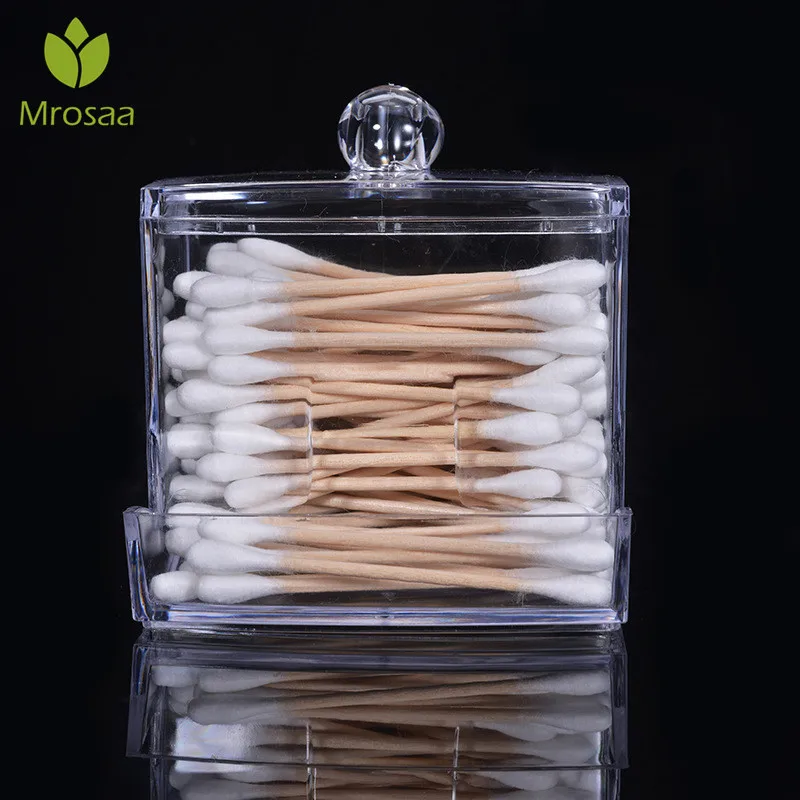 

Acrylic Cotton Swab Makeup Organizer Storage Box Make Up Cotton Pad Holder Portable Container Cosmetics Organizer Storage Case