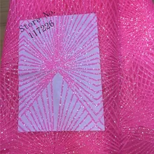 Fussicl розовая блестящая сетка с ручной печатью африканская индийская кружевная ткань для свадьбы/вечернего платья