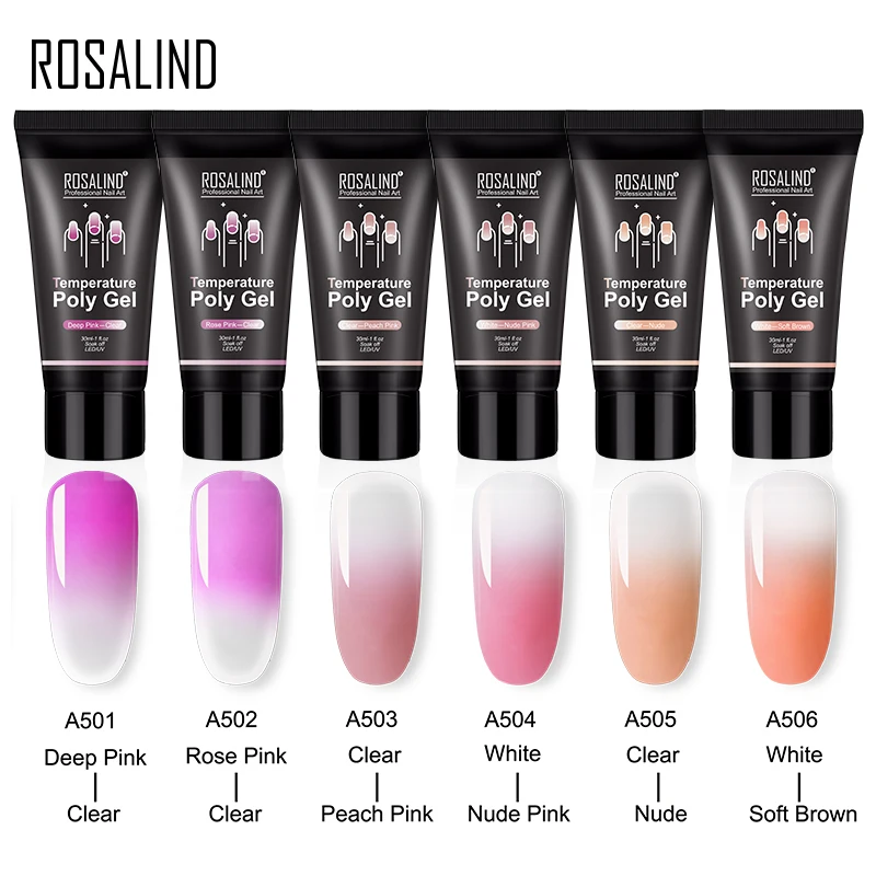 

ROSALIND Poly Gel Nails Extension Temperature Change Acrylic Builder Hybrid Varnish Base Top Gel Nail Polish For Manicure Set