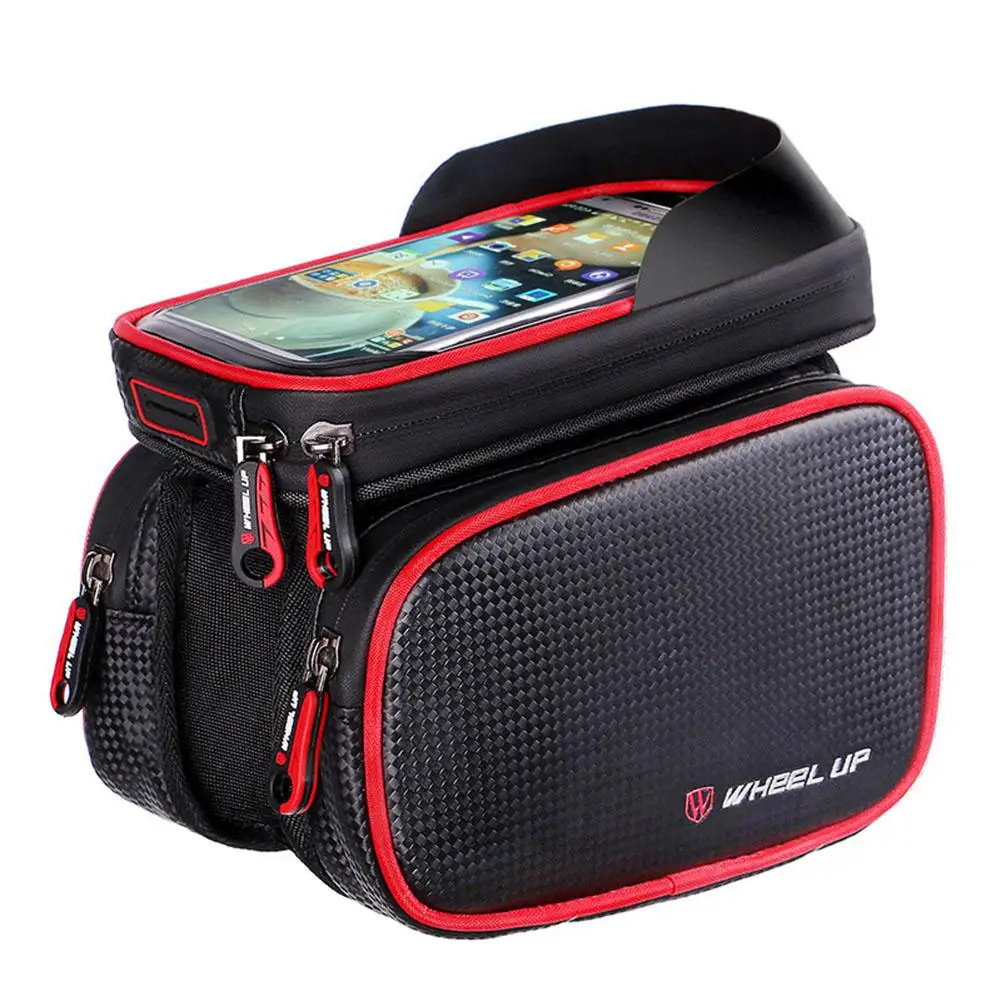 

Up Bike Storage Saddle Bag Practical Bilateral Bundle Waterproof 6.2 inches Front Beam Handlebar with Mobile Phone Holder