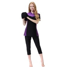 3 шт. Буркини плюс размер мусульманский Bademode Frauen хиджаб-купальник с коротким рукавом скромный купальный костюм раздельный женский исламский купальный костюм