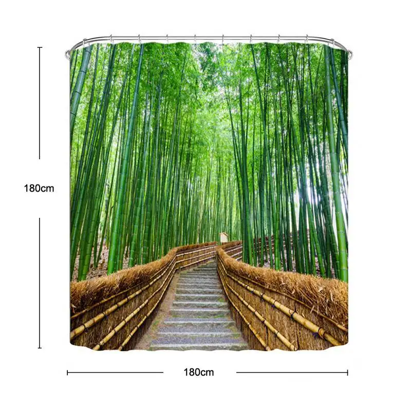 Forest Shower Curtain Green Bamboo Zen Polyester Eco Friendly Waterproof Mildewproof Shower Curtain For Bath Decoration Shower Curtains Aliexpress