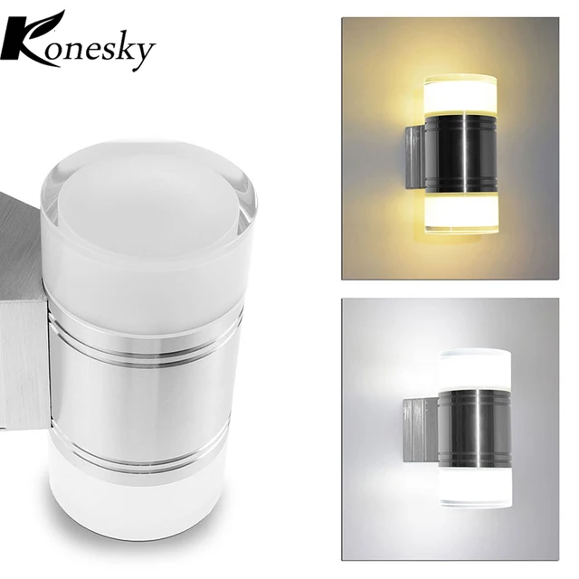 Konesky Up Down Cylinder Acrylic 10w Led Wall Light Dual Head Konesky Up Down Cylinder Acrylic 10w Led Wall Light Dual Head Lamp Smd5730 Indoor Outdoor