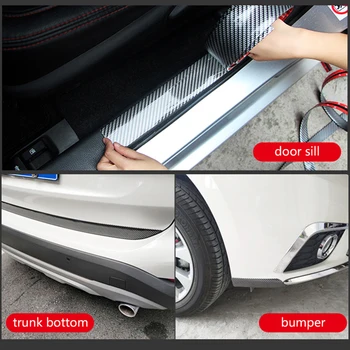 

5D Car Stickers Carbon Fiber Rubber Styling Trunk Bumper Door Plate Sill Protector Goods For KIA Audi Ford Hyundai Accessories