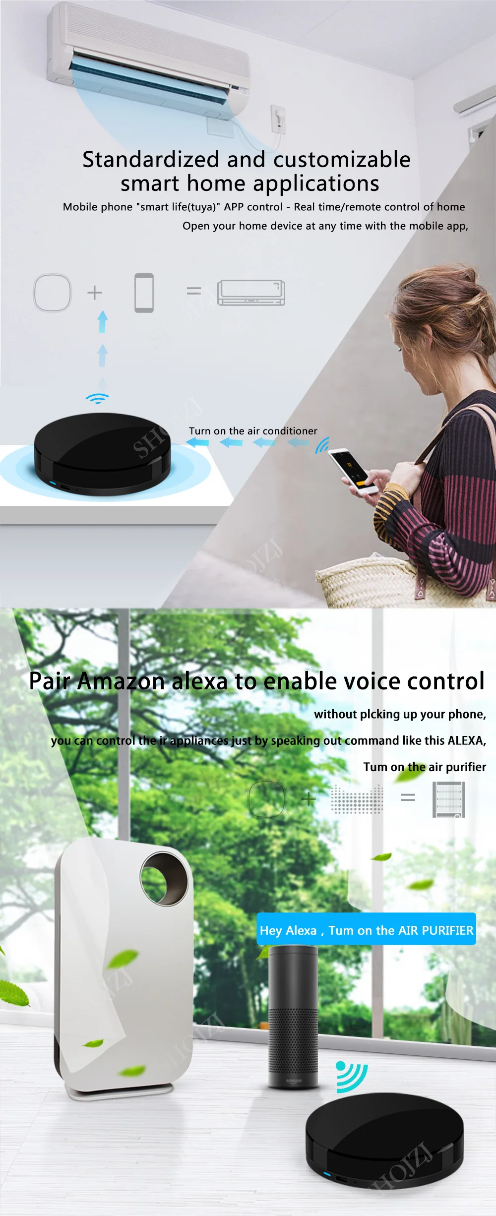 Suporte de automação residencial inteligente AOOK DOOYA trabalhar com Alexa GOOGLE