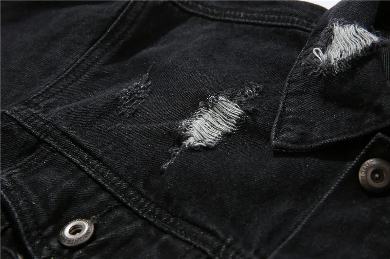 Новый оригинальный High Street Винтаж промывают джинсовые куртки отверстие тренд для мужчин стенд Colorbolck Свободные Повседневное пальто хип хоп