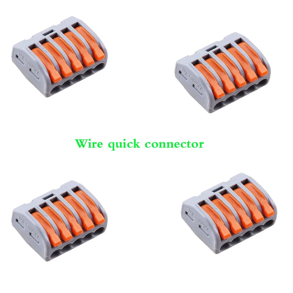 

30/50PCS/Set One in Five out Universal Compact Wire Connectors Connector 5 Pin Conductor Terminal Block Lever Fit