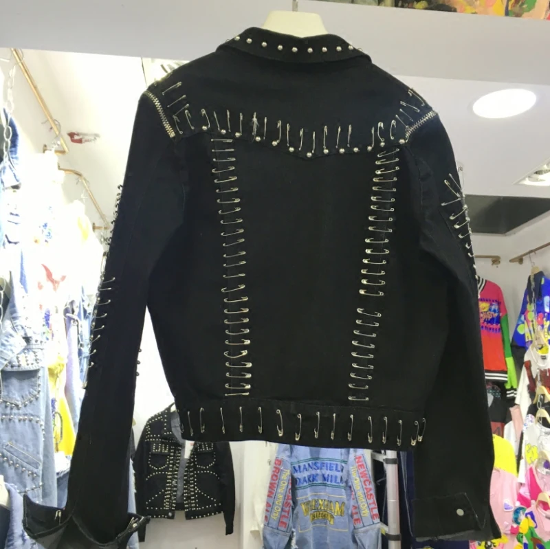 Denim jacket Women Basic Coats 2018 New Punk style Denim Jacket Women Bomber Jacket Black Harajuku Jeans Coat Casaco Feminino