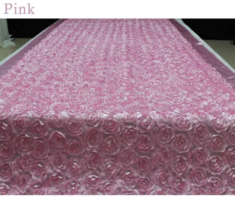 Новинка 140 см ширина атласная ткань 3D Роза цветок проходу бегун Свадьба ковер занавес Свадебные Вечерние Декорации 10 м/лот - Цвет: Pink
