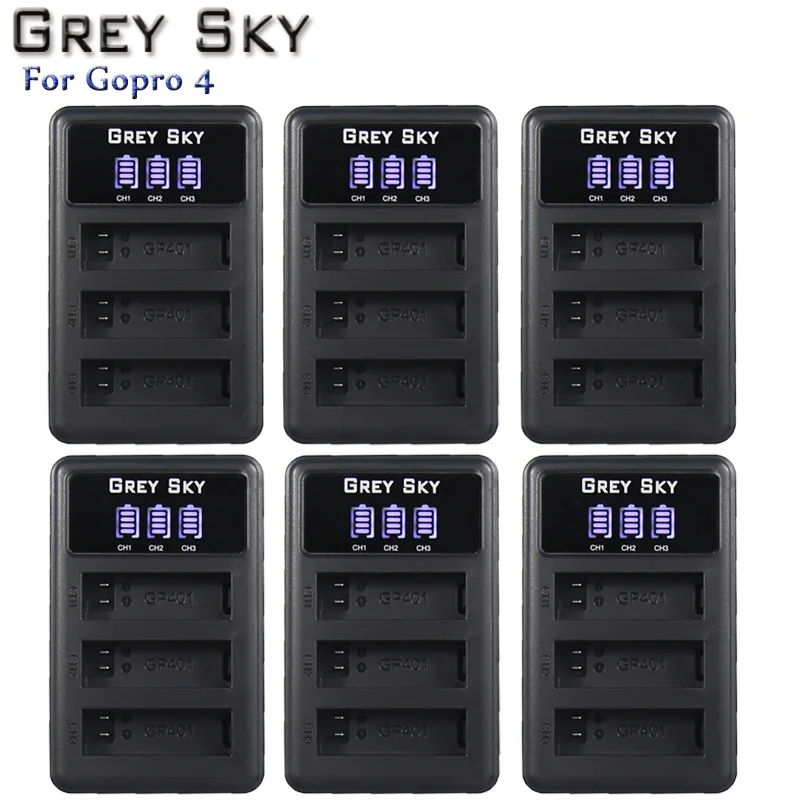 

LCD USB Dual Charger or LED 3-Slots USB Charger For Gopro Hero 4 Go Pro Hero4 bateria AHDBT 401 Action camera Accessories