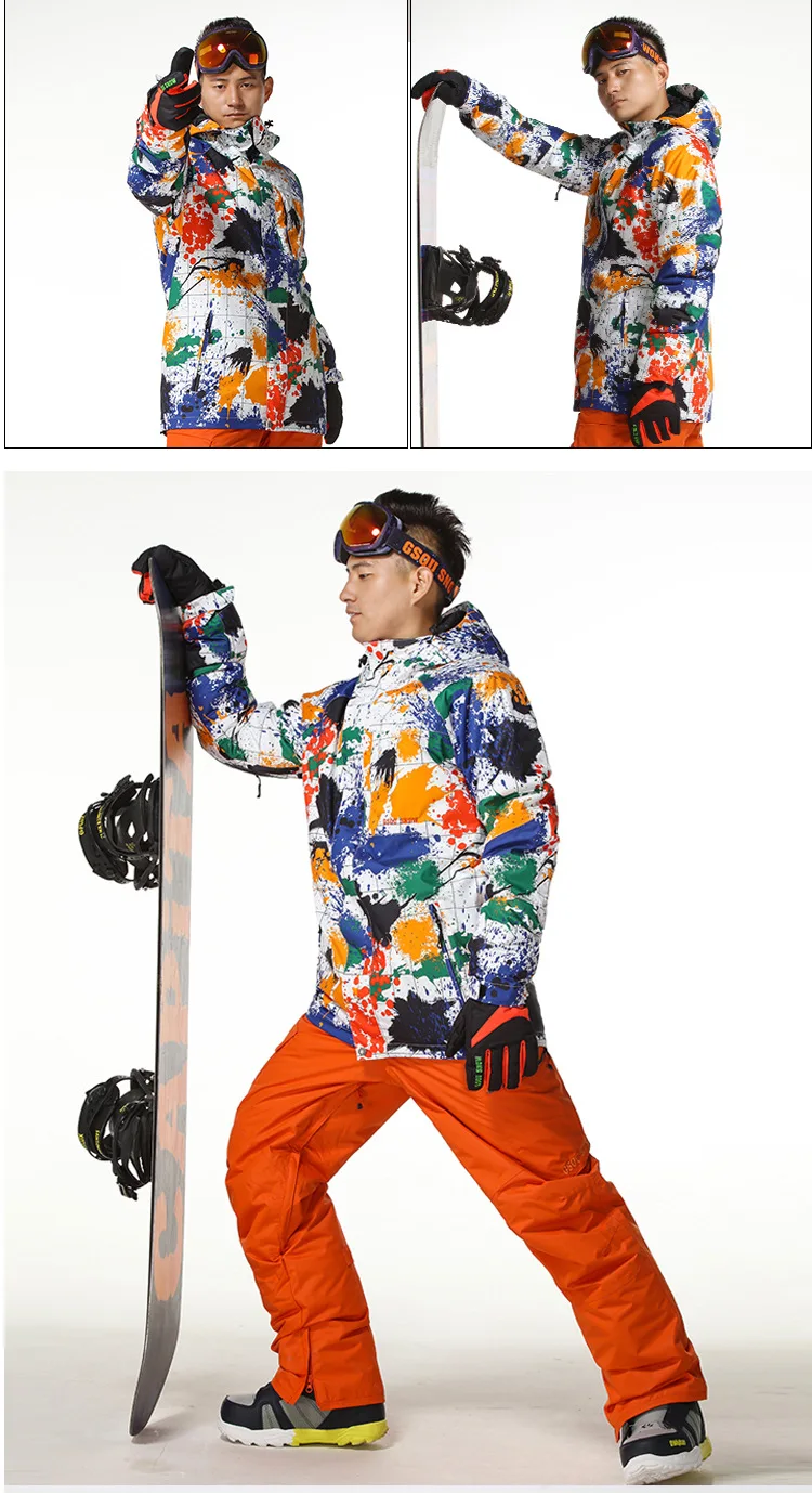 Gsousnow 10K Высококачественная Лыжная куртка Мужская ветрозащитная теплая утолщенная цветная клетчатая Лыжная куртка мужской супер теплый лыжный костюм s