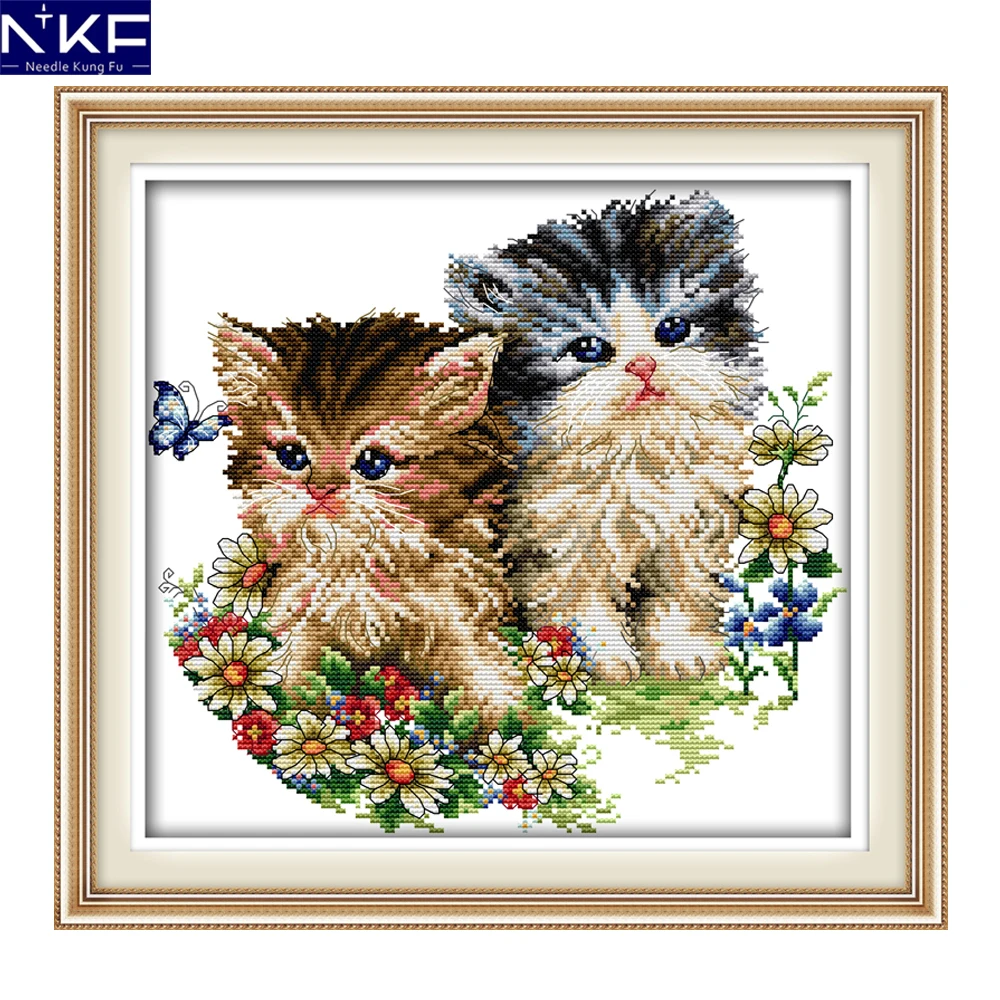 NKF Cat Lovers узор китайская живопись Счетный или штампованный 11CT14CT DIY ручной работы
