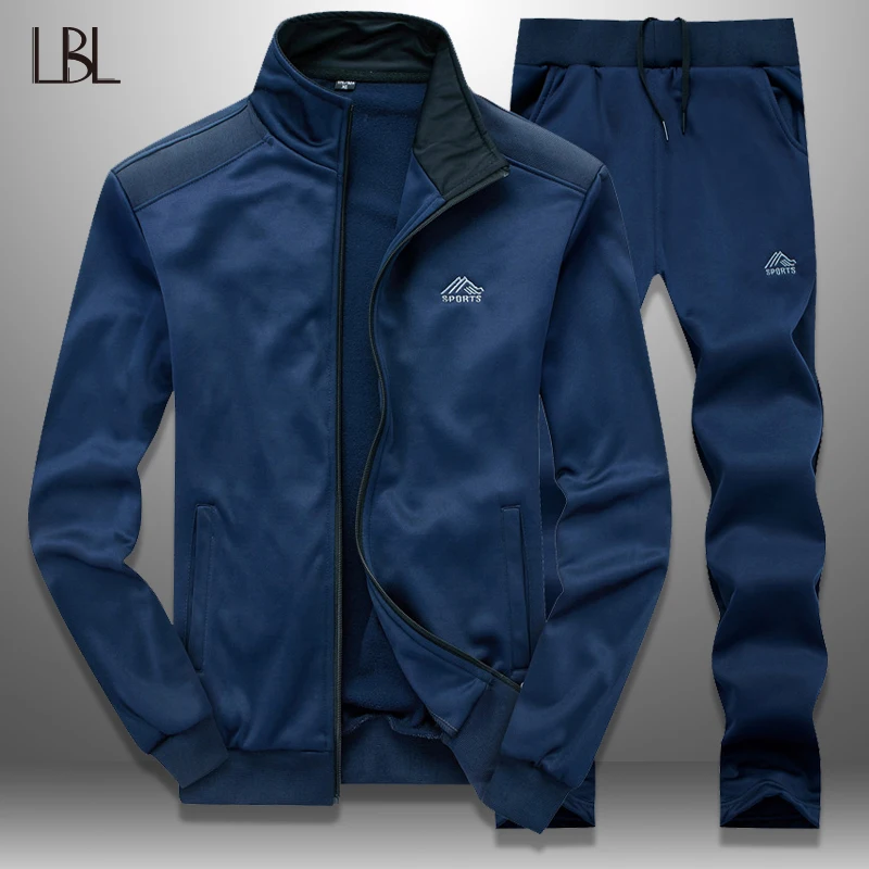 

LBL Men Tracksuit Set Slim Spring 2019 Sportswear Mens Sweatsuits Outwear Jacket Sweatpants Two Piece Sets Hombre Track Suit Man