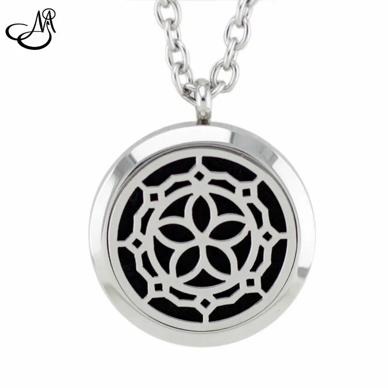 10pcs 316L Stainless Steel Perfume Locket Necklace Aromatherapy 30MM