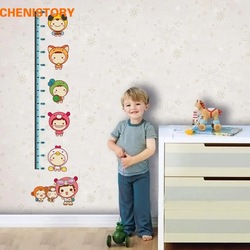

180cm carton animal lovely children baby height growth chart measure wall stickers for nursery decals home decoration