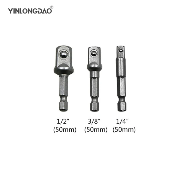 3 PCS/Set Hexagonal Shank Square Head Socket Extension Bar Connecting Rod Sleeve Hex Universal Sleeve Connecting Rod PartsMulti