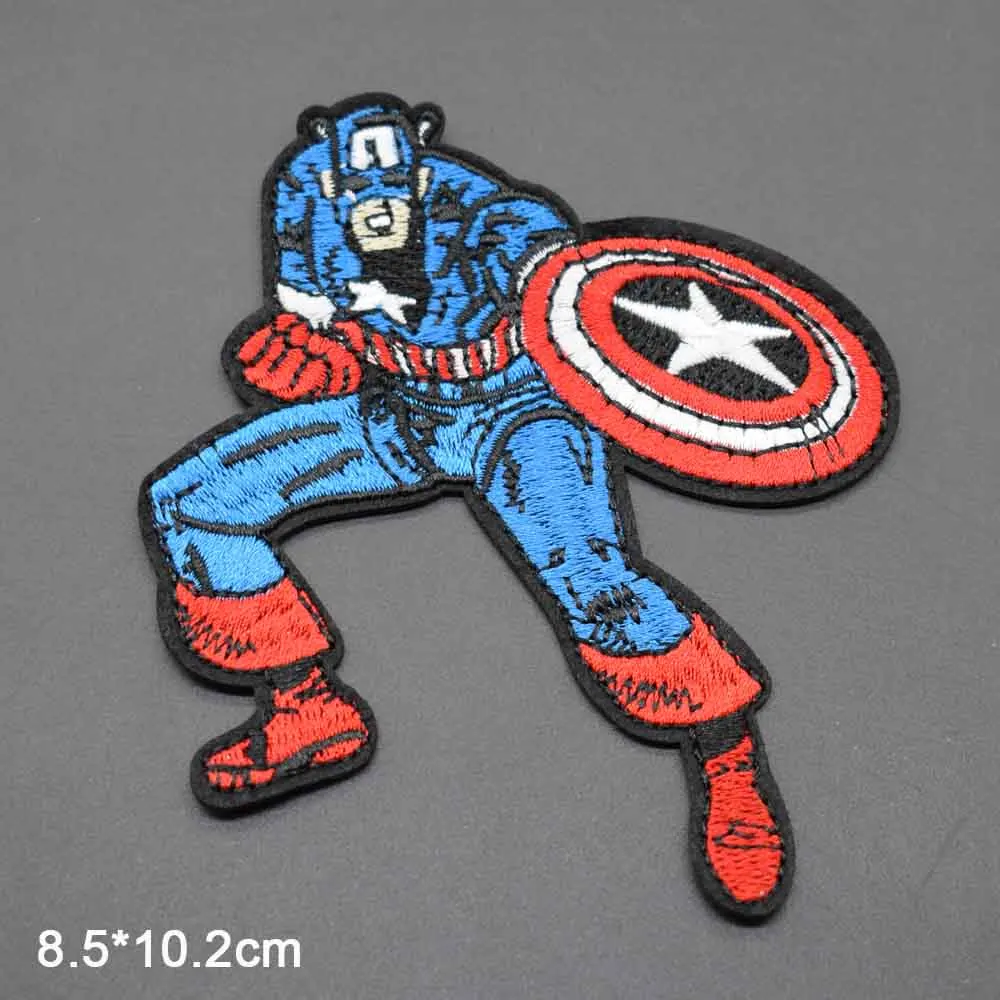 Одежда в стиле панк с изображением героев мультфильма «Железный на мстителях», «Капитан Америка» с вышитым щитом, одежда для мальчиков - Цвет: captain(dui zhang