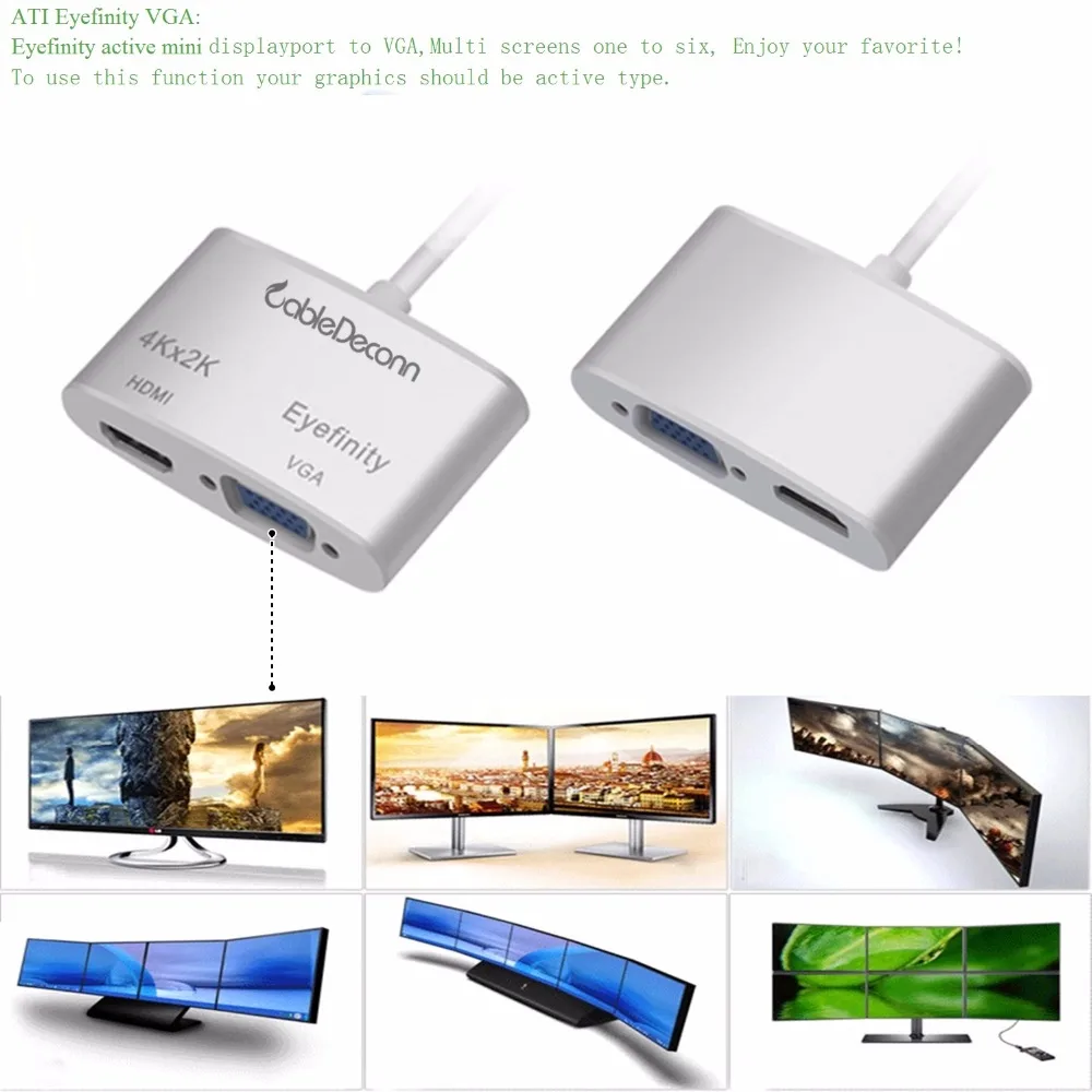 Thunderbolt mini displayport hub к HDMI 4K Mini DP VGA кабелю 2 в 1 для ноутбука с адаптером проектора