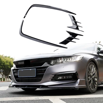 

DHBH-Fit For Honda Accord 2018-2019 Bright Black Front Fog Lights Lamp Eyebrow Cover Trim