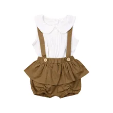 Топы с оборками для маленьких девочек от 1 до 4 лет, рубашка комбинезон-пачка шорты комплект одежды