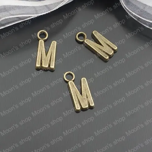 

(24313)Free Shipping Wholesale Vintage Charms & Pendants 16*7MM Antiqued style bronze tone Letter M 20PCS