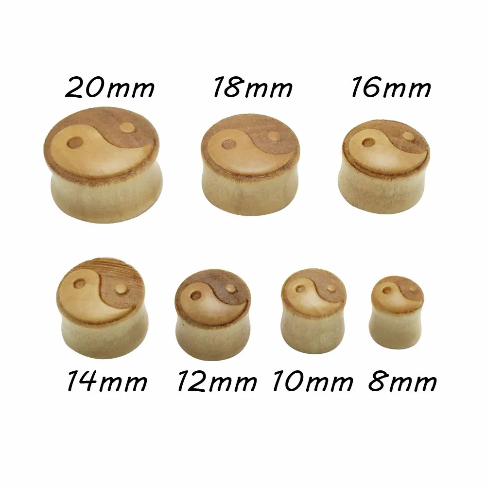 2pieces wood ear tunnels flesh piercing ear expanders saddle stretchers wooden gauges kit 8-20mm fashion body jewelry men women 3