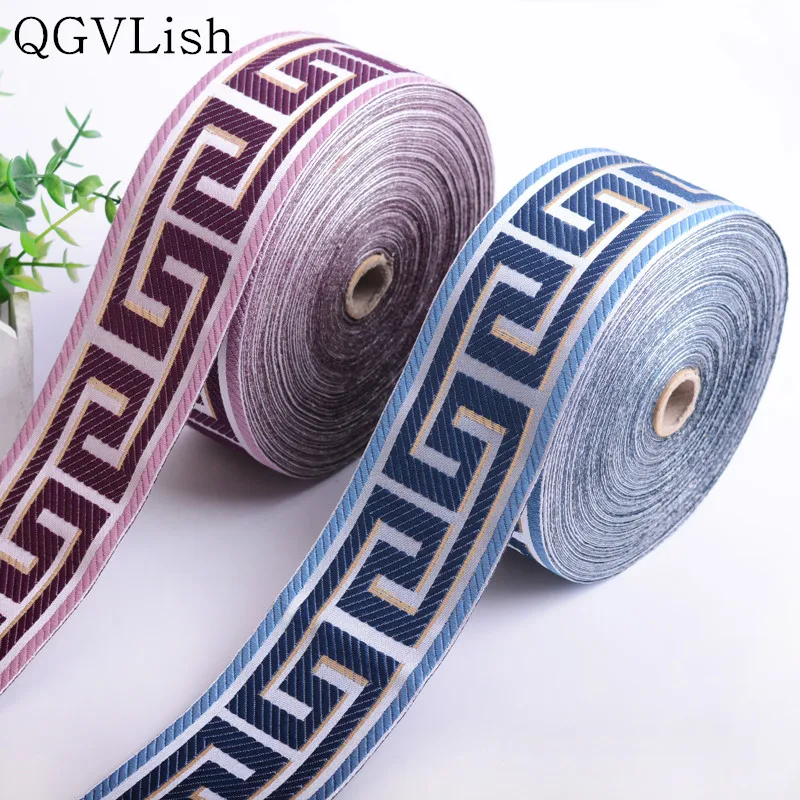 

QGVLish 25M/lot 6cm Wide Ethnic Jacqurd Lace Ribbon Belt Curtain Lace Trim Webbing DIY Sewing Sofa Garment Curtain Accessories