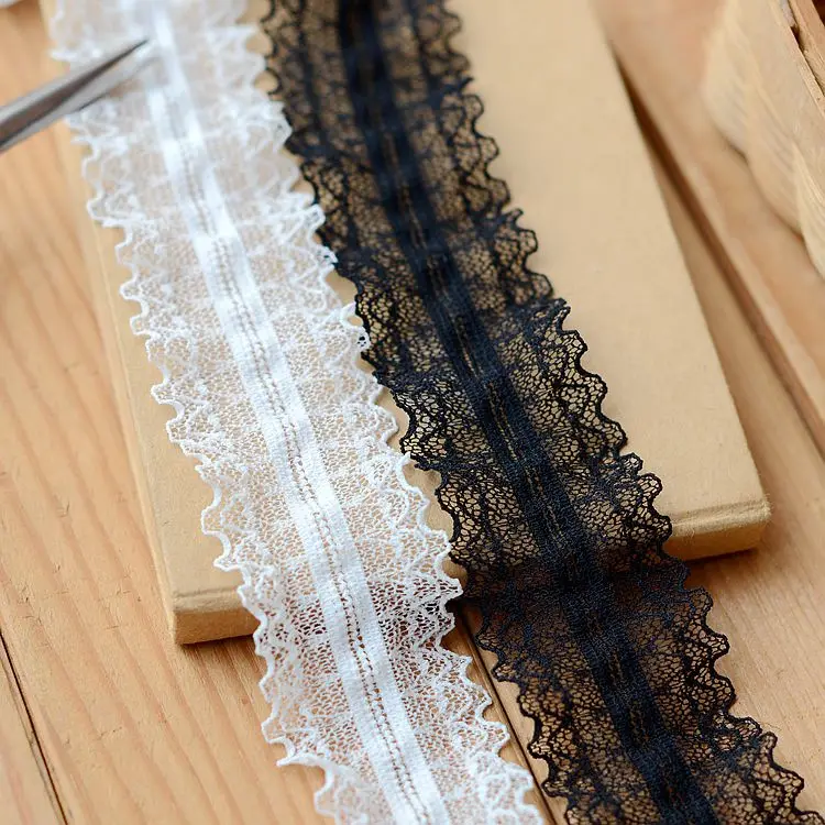 

hot sale Her dress lace accessories Black rice white bilateral stretch lace 3.5 cm H3503