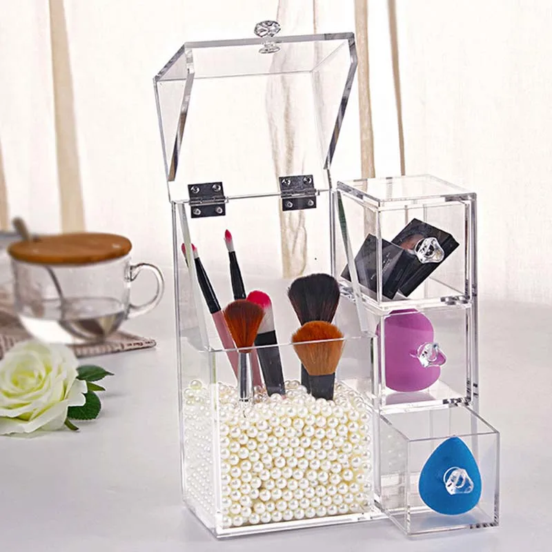 High Quality Acrylic Pearl Box Cosmetic Case Lipstick Holder Makeup