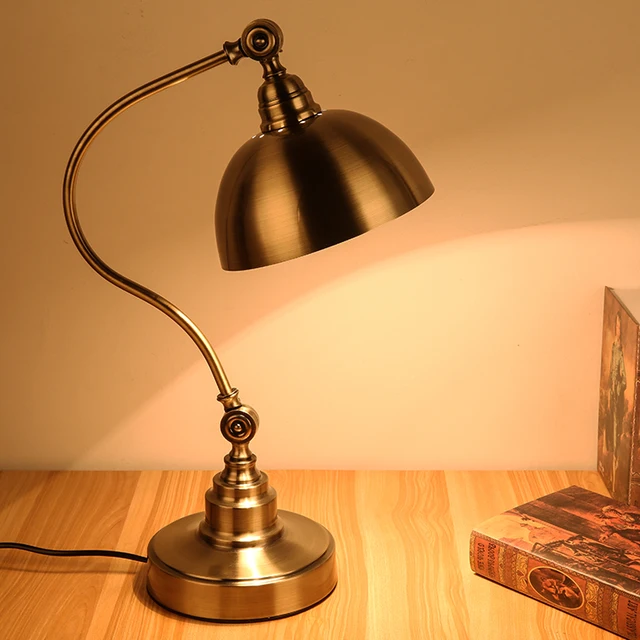 Exquisite American Style Vintage Bedside Table Light Antique Brass