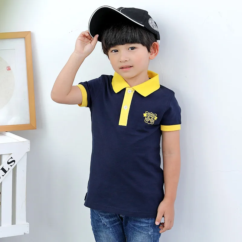 

kids polos shirts summer 4-9Y boys tops tees short sleeve clothing letter print solid fashion children clothes Summer Kids Boy