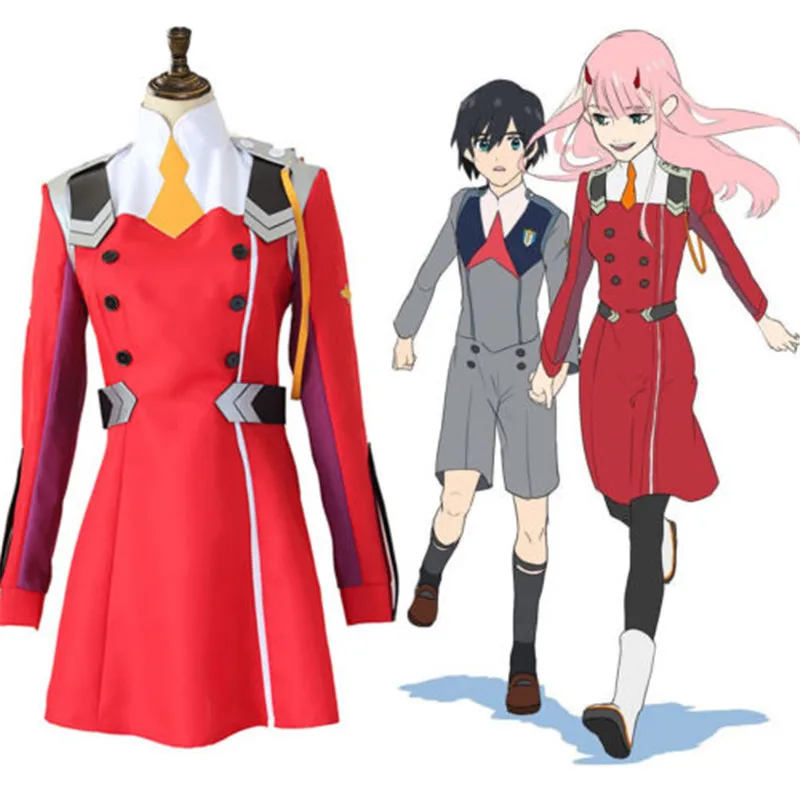 

DARLING 02 Zero Two HIRO ICHIGO Cosplay Costume DARLING in the FRANXX Cosplay DFXX Women Men Costume Full Sets With Wig S-XL