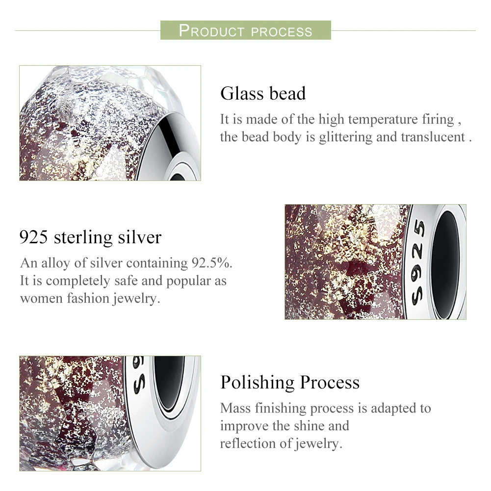 WOSTU Real 925 Sterling Silver Sparkling Murano Glass Beads Fit Original WST Charm Bracelet Jewelry Christmas Gift DXZ061