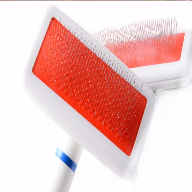 1pc Puppy Pet Dog Hair Fur Brush Grooming Cat Comb Shedding Trimmer Stainless Steel Pin Handle Clean Professional Slicker Rake Comb Brush Cleaner Tool (6)