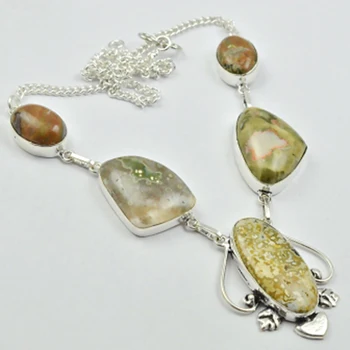 

Jaspers Necklace Silver Overlay over Copper, 47cm , N2800