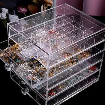 

100 Grids Plastic Empty Nail Art Storage Box Tools Jewelry Rhinestone Beads Nail Polish Container Organizer Pullable Case