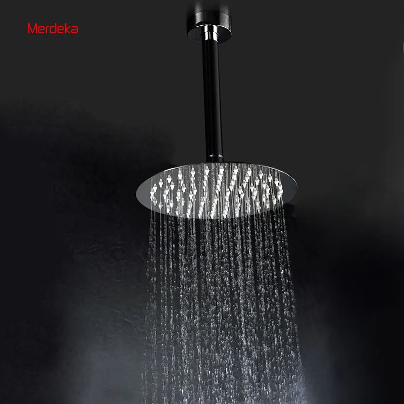 Luxury 8"Round Stainless Steel Rain Shower Head Mirror Finish With Ceiling Top Shower Arm 20cm