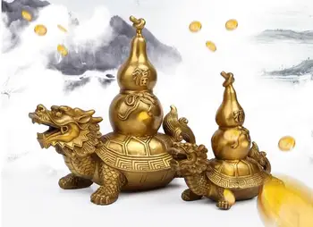 

18cm Pure copper dragon tortoise, copper gourd, dragon turtle,craft ornaments