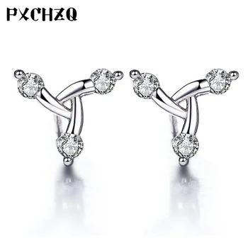 

High - grade temperament lady happy love flower with Alice silver ear studs female sparkling crystal silver stud earrings