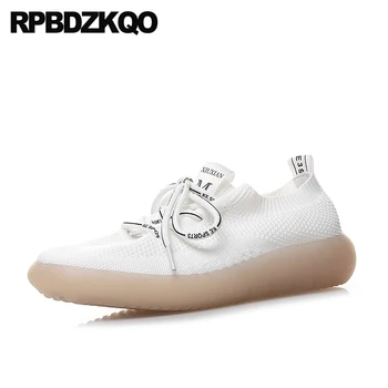 

Elastic Trainers Breathable Large Size Unique Walking Mesh Casual Wide Fit Shoes Ladies Flats Women White Lace Up China Sneakers