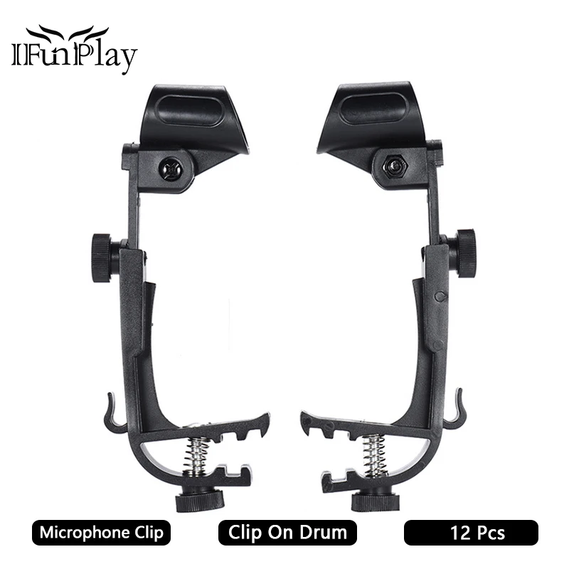 12pcs Adjustable Drum Clamp Drum Rim Microphone Mic Mount Clip on