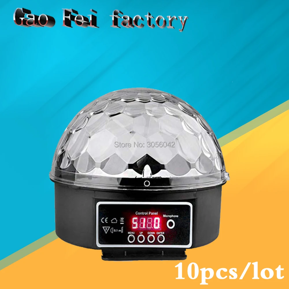 

DJ 9 Color LED Sound Activated Party Light Rotating Laser Lamp DMX Control Crystal Magic Ball Disco Light Strobe (10pcs/lot)