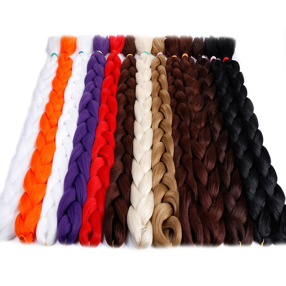 WTB 165g Black Pink Purple 20 Colors 82 Inch Jumbo Braid Hair Braids Pure Color Synthetic Braiding Hair