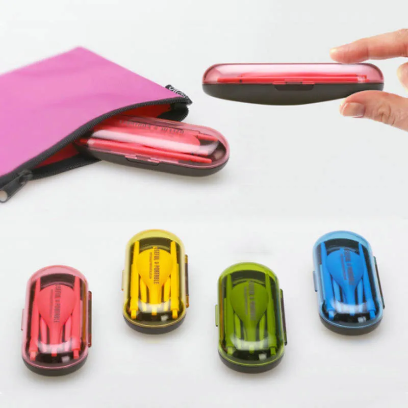 Kitchen-Gadgets-1-Set-Three-Pieces-Travel-Necessity-Kit-Picnic-Tableware-Plastic-Foldable-Spoon-Fork-Chopsticks
