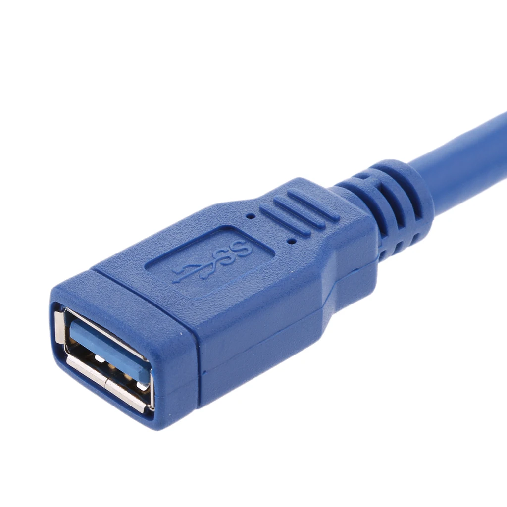 Short SuperSpeed USB 3.0 Male to Female Extension Cable Right Angle Connector (1Feet 30cm, Blue) A#