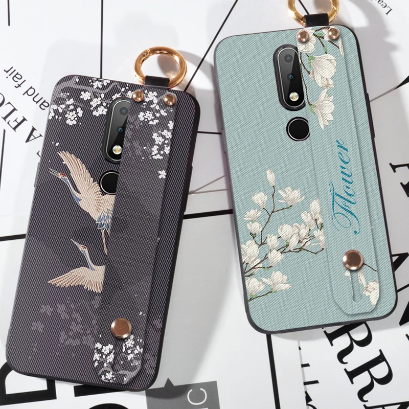 

Soft Silicone Strap Holder Case For Nokia 5 X5 Flower Bird Back Cover Cases For Nokia 5.1 Plus Coque Funda