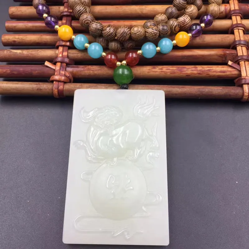Xinjiang Hetian Jade Pendant - Natural Jasper GuanYin Pendant - 54x34x15mm - View #4