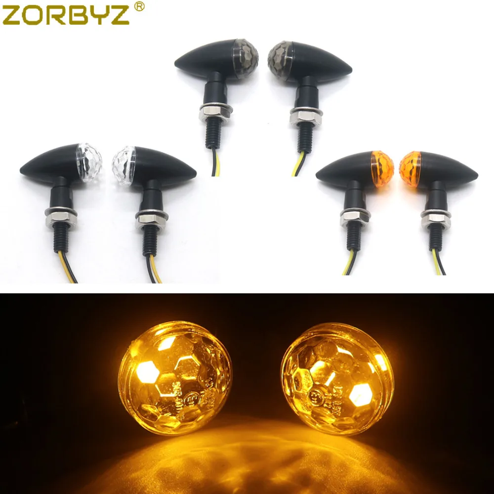 

ZORBYZ Motorcycle Metal Black LED Mini Bullet Spherical Lens Turn Signal Indicators Light For Street Sport Bikes Chopper Custom