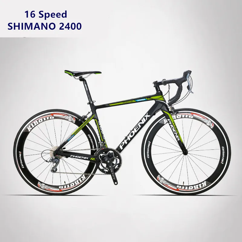 Бренд, рама из углеродного волокна для шоссейного велосипеда, 16/18 скоростей, SHIMAN0, 2400/3500 светильник, велосипедный гоночный велосипед, для спорта на открытом воздухе, Bicicleta - Цвет: B 16 Speed green