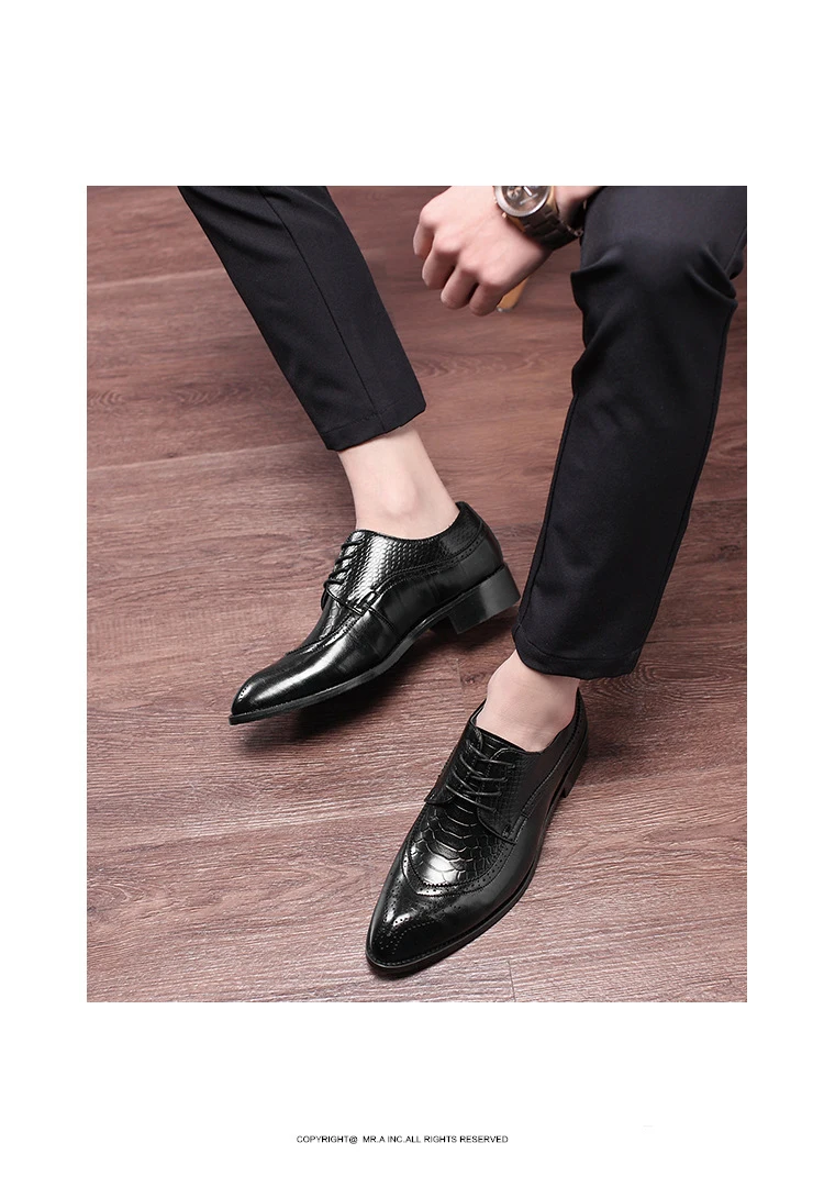 Новые модные модельные туфли с перфорацией типа «броги» мужские деловые туфли из искусственной кожи роскошные кожаные туфли на шнуровке с острым носком размера плюс 37-48